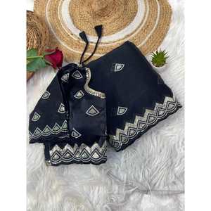 SECUENCIA DE SECUENCIA ATRABAJO SAREE CON BLUSA COSTADA NEGRO - Product Image 1