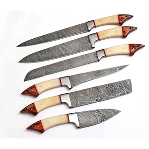 Ensemble de 6 couteaux de chef très vendus, lames en acier inoxydable, manche en bois, couteaux de cuisine professionnels, écologiques, haute qualité - Product Image 2