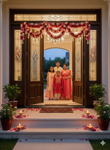 Adorno Floral para Entrada, Hecho a Mano, con Rosas, Estilo Tradicional, Elegante, con Detalles de Perlas, Decoración para el Hogar, Bodas y Fiestas - Product Image 4