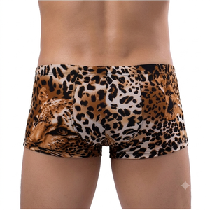 Men's Adults Underwear <b>Boxer</b> Briefs Leopard Print Knitted Breathable Mid-Rise U Convex Pouch Stylish ODM Waist Quick Dry - Product Image 5