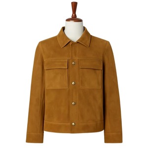 Men's Suede Shirt Jacket Workwear Style Turn-<b>down</b> Collar Solid Color Button Closure Autumn Regular Fit - Product Image 1