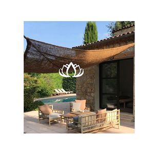 Voile d'ombrage en cuir écologique, recyclable et durable, motif lotus bleu, très demandée |   Parasol rectangulaire suspendu au design moderne de style ferme - Product Image 1