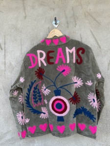 Chaqueta Corta de Otoño/Invierno para Mujer, Bordado Suzani Floral Hecho a Mano, Chaqueta Bomber Ecológica, Tela de Terciopelo, Relleno de Algodón - Product Image 2