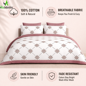 Juego de Sábanas de Algodón Super King |   Ropa de Cama con Estampado de Diamantes, Juego de Cama Suave de Primera Calidad con Fundas de Almohada, Transpirable y Duradero - Product Image 6