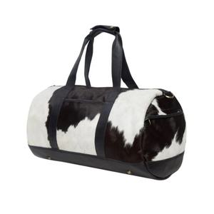 Sac de voyage en cuir véritable personnalisé, grand format, motif en poils de vache, fermeture à glissière, logo personnalisé, écologique, durable, pour hommes - Product Image 2