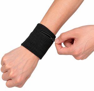 Porte-clés et cartes en coton respirant avec fermeture éclair pour poignet, idéal pour le sport d'hiver, la course, la gym et le pickleball - Product Image 3
