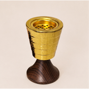 Gold Metal Bakhoor Burner with Wooden Base Arabic Mabkhara Oud Charcoal Incense Holder for Ramadan Home <b>Decor</b> Wholesale Price - Product Image 5