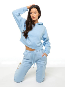 Nouvel ensemble de survêtement sportif d'hiver à capuche pour femme, modèle 2026, personnalisable, réversible, en polaire respirante, vente en gros - Product Image 4