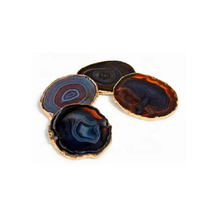 Posavasos de ágata negra y gris de alta calidad en oferta, posavasos redondos de piedra de cristal para bebidas de mesa con soporte para café para el hogar - Product Image 5