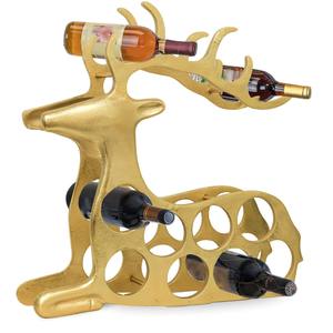 Luxury Gold Deer Shape Wine Bottle Holder Rack For Home Bar Dining <b>Table</b> Decorative Display And Gifting Purpose From India - Product Image 1