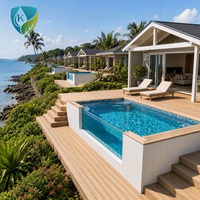 Piscine hors sol en fibre de verre sur mesure de 40 pieds avec terrasse intégrée, moderne, pour villa de jardin