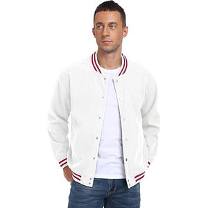 Chaqueta Varsity Vintage con Lavado Desgastado, Mezcla de Lana, Mangas de Cuero Envejecido, Aspecto Desgastado, Cierre de Broches, Estilo Retro - Product Image 3