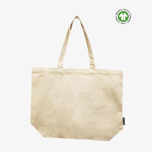 Natural Plain Recycled Cotton Shopping <b>Tote</b> Bag with Bottom Gusset | Eco Friendly Reusable Grocery Carry Bag | Custom Logo Bag - Product Image 2