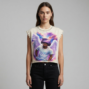Débardeur court imprimé DTG personnalisé, 100% coton jersey, style vintage, vêtement décontracté sans manches, t-shirt unisexe - Product Image 3