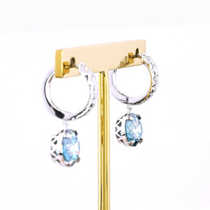 Pendientes de Aro con Diamantes Cultivados en Laboratorio, Color Azul Intenso, Certificados por IGI, Oro de 10K, 14K, 18K, Joyería Fina de Lujo para Regalo de Boda o Fiesta - Product Image 2