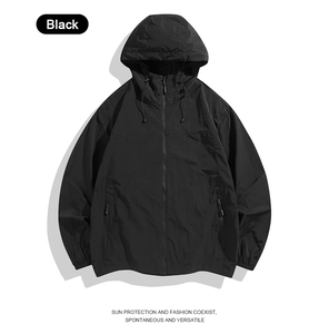 High Quality Water-Resistant Windproof Breathable <b>Hooded</b> Zip-Up <b>Soft</b> <b>Shell</b> <b>Jacket</b> for Unisex in Summer Outdoors (Nylon) - Product Image 4