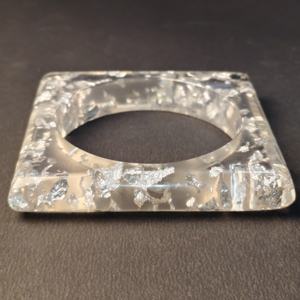 Modern Silver Leaf Transparent <b>Resin</b> Bangle Square Geometric <b>Clear</b> <b>Resin</b> Bracelet with Silver Foil Inlay Wholesale Durable - Product Image 3