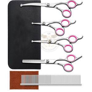 <b>Dog</b> Grooming Stainless Steel Thinning Curved <b>Scissors</b> Professional Kit Cutting Right-Handed Long Handle Home Use Safety Tips - Product Image 5