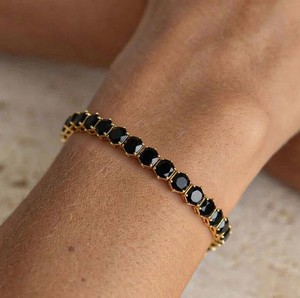 Black Onyx <b>Bracelet</b> in 925 Sterling Silver Elegant Black Gemstone Tennis <b>Bracelet</b> Handmade Jewelry Gift for Women - Product Image 1