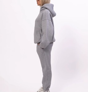 Conjuntos de Sudadera con Capucha y Pantalones Anchos de 2 Piezas para Mujer, 100% Algodón Antibacteriano, Trajes Deportivos Casuales de Invierno con Media Cremallera - Product Image 4