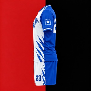 Ensemble de maillots de football personnalisés |   Maillot et short de football légers |   Uniforme de sport à manches longues et col en V |   Imprimé numérique unisexe pour tous - Product Image 2