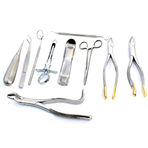 Kit d'instruments chirurgicaux dentaires BK Industries : Pinces, Élévateurs, Scalers, Sonde, Seringue, Couteau à tissus – Acier inoxydable noir, Classe II - Product Image 1