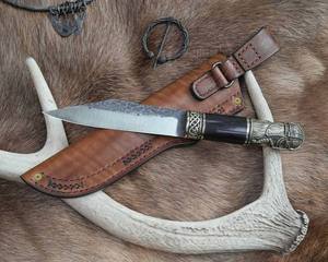 Cuchillo de Caza Hecho a Mano con Punta de Acero de Alto Contenido de Carbono, Mango de Cuero y Funda, Hoja Recta, Disponible ODM OEM - Product Image 6