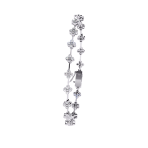 Pulsera de Diamantes de Doble Hilera con Diseño de Trébol para Mujer – Racimo Floral de Cuatro Hojas con Diamantes de Laboratorio VVS DEF CVD en Oro Sólido de 9K, 10K, 14K, 18K - Product Image 6