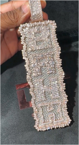 จี้ตัวอักษรแบบกำหนดเอง ประดับเพชรโมอิสซาไนต์ VVS เงินแท้ S925 ทรงแฟนซีคัท ชุบทองคำสีกุหลาบ เครื่องประดับฮิปฮอป - Product Image 4