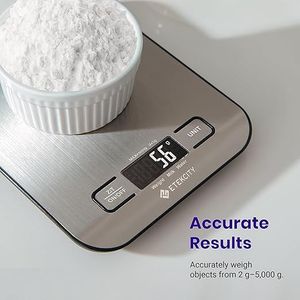 Balance de cuisine numérique pour la perte de poids, la pâtisserie et la cuisine, en acier inoxydable 304, écran LCD, taille moyenne, pour la préparation de repas cétogènes - Product Image 1