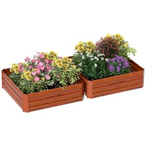Jardinière carrée surélevée en métal galvanisé 2 pièces, 1 m x 1 m x 0,3 m, pour la culture de légumes, fleurs et herbes - Product Image 1