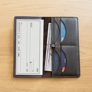 Handcrafted <b>Leather</b> Checkbook <b>Wallet</b> Personalized Slim Holder With Custom Engraving Bifold Cover for Men or Women LCR-0025 - Product Image 2