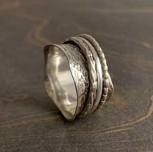 Three Rotating Band Sterling Silver 7.6 Grams <b>Spinner</b> <b>Ring</b> Anti-Tarnish for Unisex Comfortable Fit Everyday Wear - Product Image 3