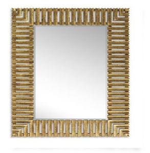 Miroir rectangulaire orné de feuilles d'or sculptées pour une esthétique vintage, disponible à prix de gros. - Product Image 3