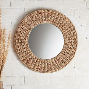 Nouveau produit : Autocollant mural rond en corde de jacinthe d'eau et jonc de mer, style bohème antique, fabriqué au Vietnam, décoration haut de gamme pour salon - Product Image 3