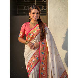 Sari de Seda Suave Swan Rajhans Paithani de Elite Weaves, 650g, Hecho en India y Pakistán - Product Image 5