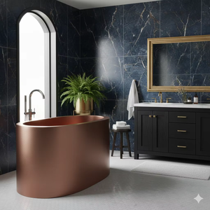 Bañera Independiente Rectangular de Cobre Premium 99.87%, Hecha a Mano, Acabado Antiguo de Lujo, Ecológica y Duradera, Accesorio de Baño - Product Image 5
