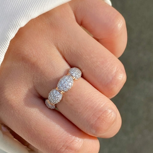 Bijoux fins Design de luxe meilleure qualité 18k or rose massif diamant naturel rond détaillé cluster anneaux pour fille - Product Image 4