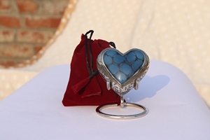 Brass Heart Cremation Urn with Stand <b>for</b> Baby & Pet <b>Ashes</b> Eco-Friendly Coffin Style Monument Wholesale Price - Product Image 5