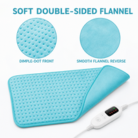 Coussin chauffant électrique de luxe personnalisé en peluche cyan 30x60cm avec contrôleur numérique LED, 6 niveaux de chaleur, arrêt automatique de sécurité, chaleur douce