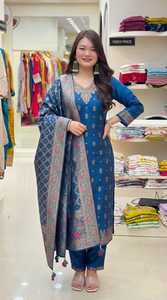 Launching New Designer Pure Banarasi Jequard Wiving <b>Top</b> With Pent & Dupatta Set Buy Direct From <b>Indian</b> Supplier - Product Image 2