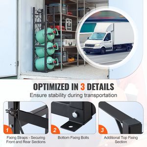 Rack per Serbatoi di Refrigerante con 3 Bottiglie Piccole da 30 libbre, Supporto per Cilindri 12.79x12.99x47.12 pollici per Altri Cilindri di Refrigerante - Product Image 4