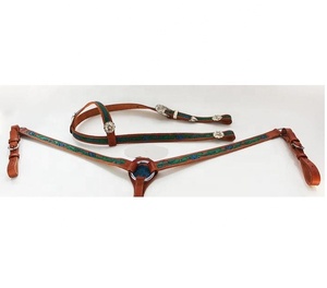 Conjunto de cuello de pecho y cabeza occidental de cuero de alta calidad con herrajes de acero inoxidable fabricante al por mayor proveedor - Product Image 5