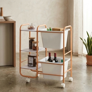 OEM Quality Kitchen Cart Home Storage Furniture for Ebay Organizer Portable Iron Modern with 2 Drawers & 1 Shelf Taiwan Metal - Product Image 1