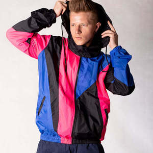 Wholesale Retro <b>80s</b> 90s Vintage Solid Casual Windbreaker Set Women Men Hooded Tracksuit Waterproof Sportswear Neon Jogging <b>Suit</b> - Product Image 5