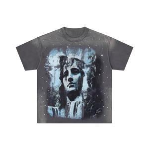 เสื้อยืดคอกลมแขนสั้นผู้ชายสไตล์ฮิปฮอป พิมพ์ลายรูปภาพ ทรงปกติ ผ้าคอตตอนเจอร์ซีย์ กันยับ สวมใส่สบาย ดีไซน์โลโก้ด้านหน้า - Product Image 1