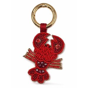 Rizir Fashion Handmade Zinc Alloy Light Weight Crab Keychain Beaded Embroidered Animal <b>Bag</b> <b>Charm</b> Women Cute Novelty Keyring - Product Image 1
