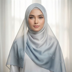 Women Solid Color Polyester <b>Hijab</b> <b>Jersey</b> Fabric Skin-Friendly Daily Wear Middle East Ethnic Scarf Shawl - Product Image 1