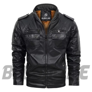 Bloodline Men's Brown <b>Leather</b> <b>Jacket</b> With Fleece Lining Zipper Closure Classic Style <b>Winter</b> Wear - Product Image 4