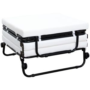 Letto Pieghevole Portatile Bianco con Ruote, Versatile Pouf Letto per Camera da Letto e Ufficio, Letto per Ospiti - Product Image 1